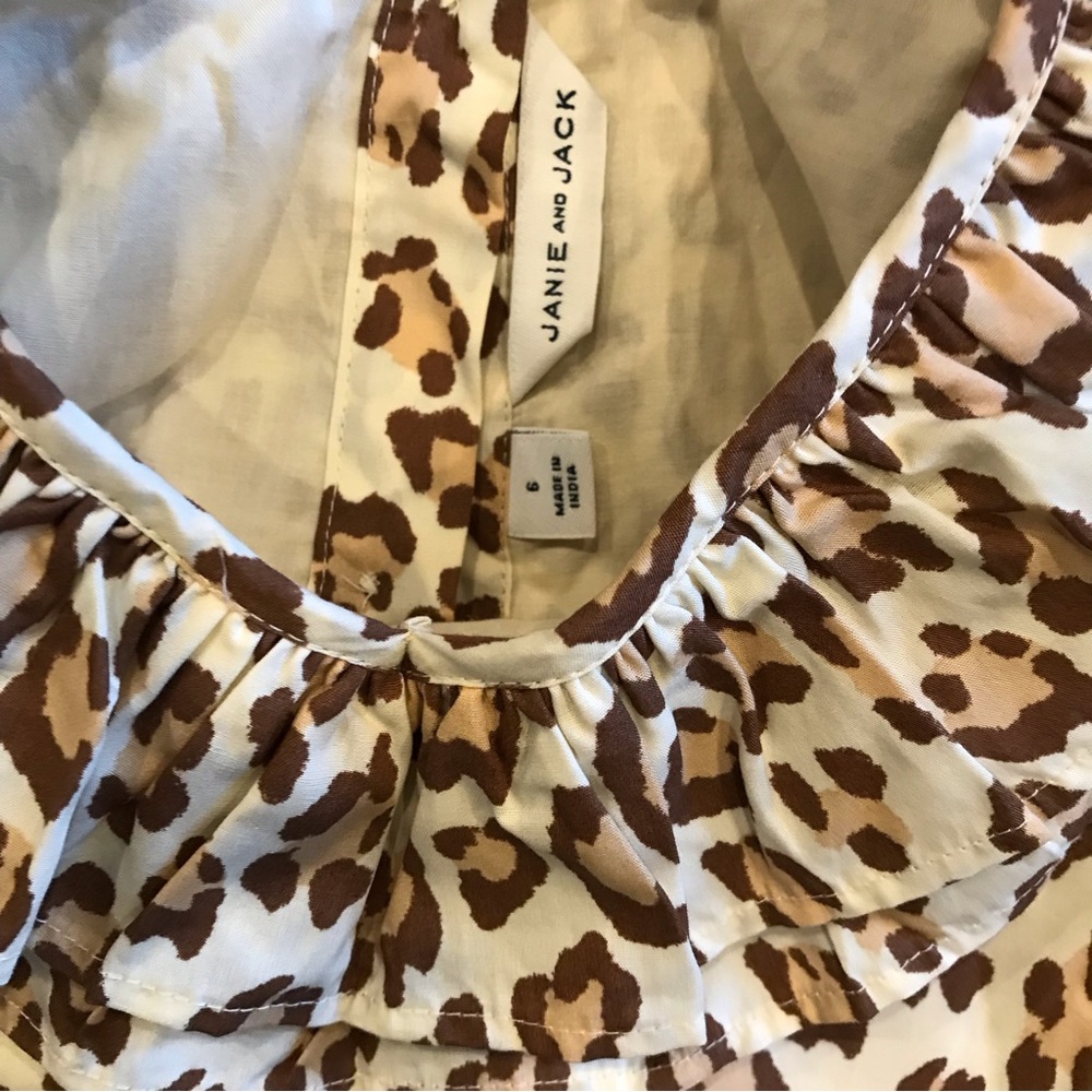 NWOT Janie and Jack Leopard Puff sleeve Ruffle Dress - Picture 7 of 9